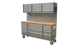 72 Inch Stainless-steel Rolling Workbench with Pegboard