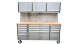 72 Inch Stainless-steel Rolling Workbench with Pegboard