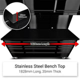 72 Inch Stainless-steel Rolling Workbench with Pegboard