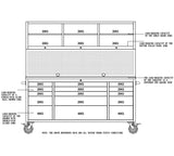 72 Inch Stainless-steel Rolling Workbench with Pegboard